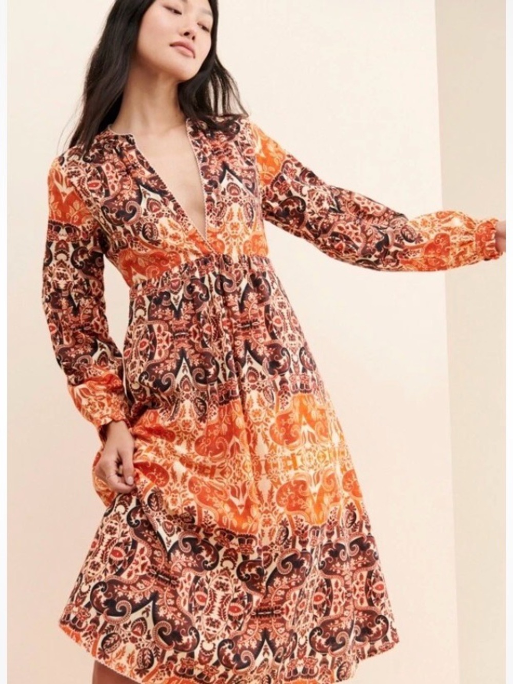 Agua Bendita Anthropologie Elayna Paisley Midi Dress | XS